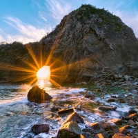 Sunset at Senganmon Beach, Japan