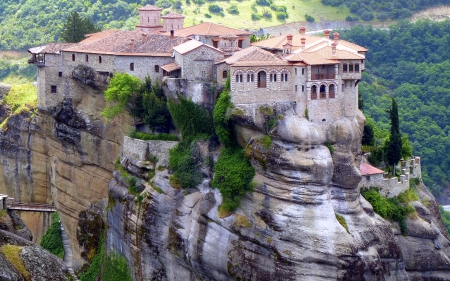 Holy Trinity Monastery, Greece - architecture, mountains, monastery, greece