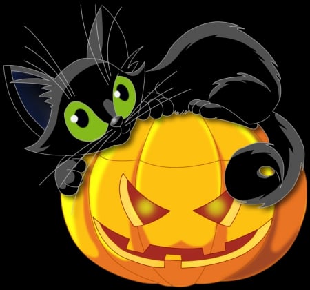 Pumpkin Surpise - halloween, clip, art, pumpkin, cat, black