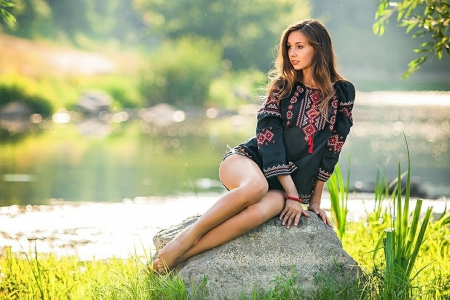 Pretty Brunette - girl, nature, brunette, cute