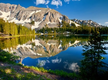 Alta lake - calm, hills, America, beautiful, reflection, mountain, rocky, cliffs, serenity, Colorado, lake, Utah, sky