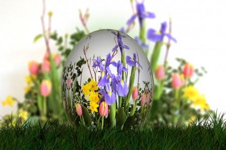 Easter Egg - easter, holiday, flowers, egg, spring, grass