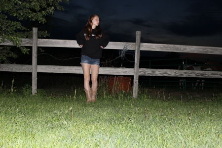 Night Time Cowgirl - cowgirl, daisy dukes, jacket, boots