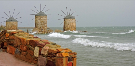 Chios Island - Greece - chios, Mediterranean Sea, sea, island, travel, stone pier, world, greece, windmill