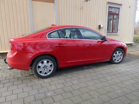 Red Car - window, car, red, house, stones