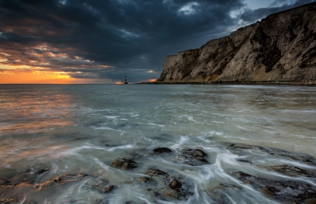 Lighthouse - lighthouse, ocean, sea, clouds