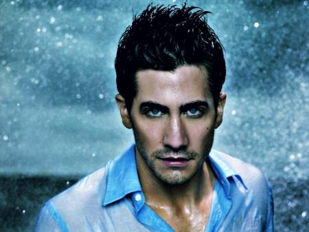 Jake Gyllenhaal - jake gyllenhaal, blue, man, wet, actor