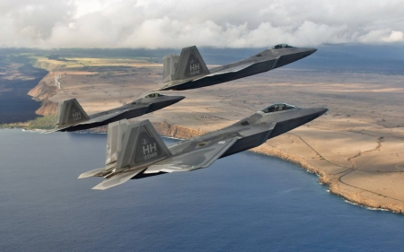 F22 Raptors - raptors, cool, fun, military, aircraft, f22