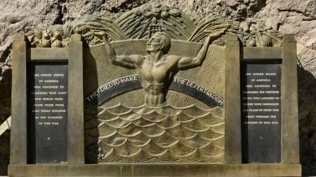 Dedication Plaque - Hoover Dam, Arizona, scenery, plaque, USA, photography, photo, wide screen, Nevada