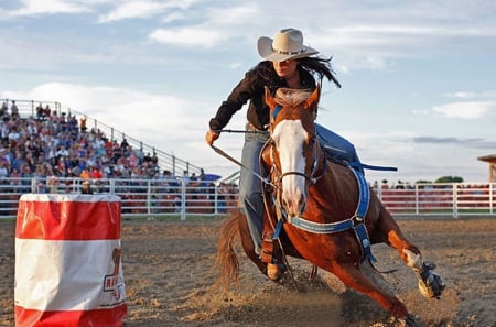 rodeo cowgirl - horse, cowgirl, barrel, rodeo