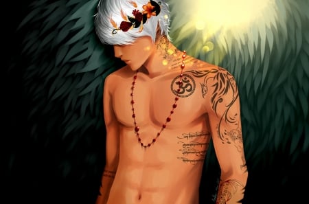 Don't Be Shy - anime, beads, boy, tattoos