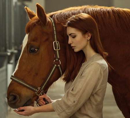 Same color hair - horse, girl, pretty, hair