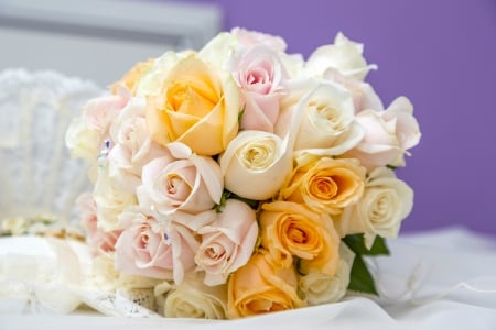 Wonderful - white, pink, orange, bouquet, rose