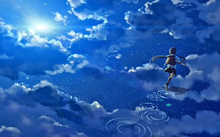 Heaven Awaits - girl, fantasy, clouds, heaven