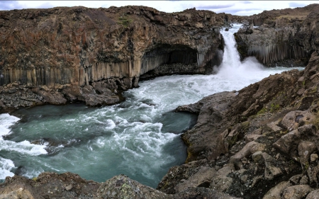 Aldeyjafoss, Iceland - nature, iceland, waterfall, rocks