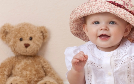 A small girl - hat, girl, toy, A small