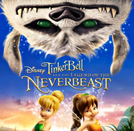 Tinker Bell and the Legend of the NeverBeast (2014) - movie, fawn, poster, tinker bell and the legend of the neverbeast, blue, disney, green, fairy, tinker bell