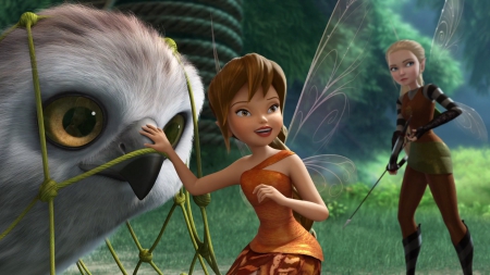 Tinker Bell and the Legend of the NeverBeast (2014) - movie, wings, fawn, fantasy, bird, tinker bell and the legend of the neverbeast, green, disney, orange, fairy