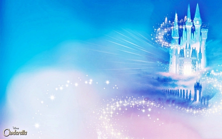 Cinderella's castle - fantasy, poster, blue, cinderella, movie, pink, castle