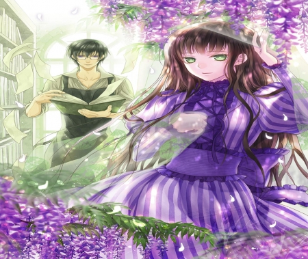 Library Love - library, love, couple, game, karakusa, romance, flowers, manga