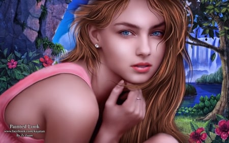 Painted Look - fantasy, art, lady, painted