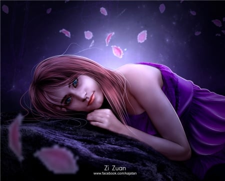 Simple Fantasy - purple, art, girl, fantasy