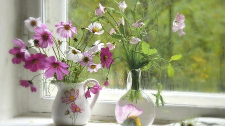 A Quiet Afternoon - stil life, window, flowers, spring, vase