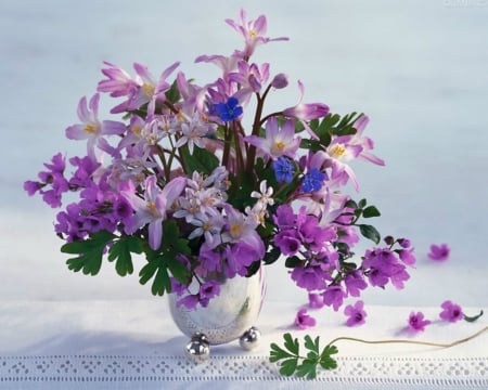 Purple Spring Bouquet - bouquet, purple, spring, vase