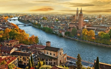 Italian Cityscape - ckityscapes, italy, architecture, rivers, buildings, bridges