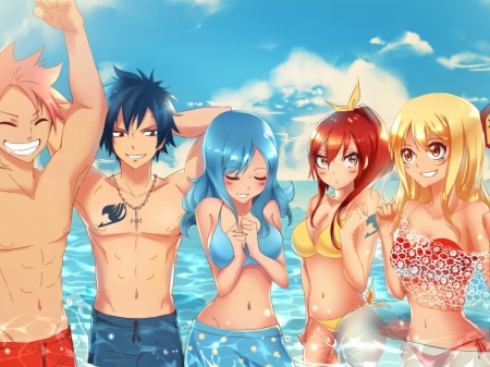 Fairy Tail - beach, anime, gang, manga