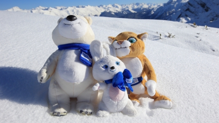 Winter - toys - snow, toys, stuffed animals, Winter