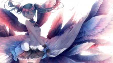 Bathed in Heavenly Light - vocaloid, anime, winged, wings, hatsune miku