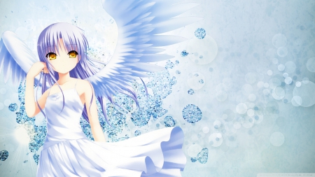 angel - wings, girl, angel, blue