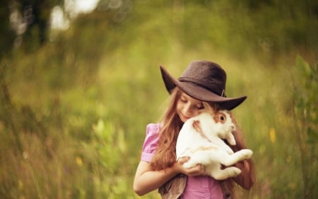 Girl - rabbit, lady, cute, beauty, model, photography, girl