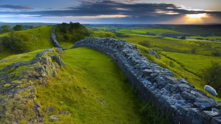 Roman wall - barrier, england, hadrian, 1920x1080