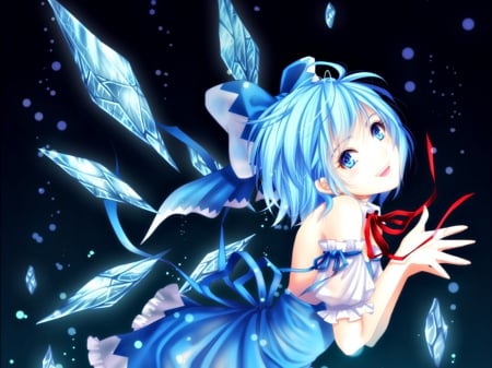 Angel - red, cute, black, anime, girl, tidsean, diamond, blue, manga, wings, angel