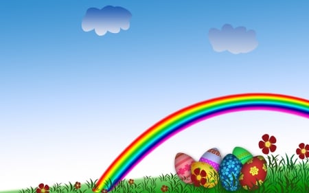 Easter Eggs and Rainbow - easter, colors, rainbow, easter eggs