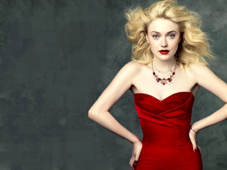 Dakota Fanning - dakota, actress, wallpaper, model, red, beautiful, 2015, fanning, dakota fanning, blonde