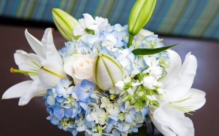 Beautiful bouquet - flowers, rose, lily, hydrangea