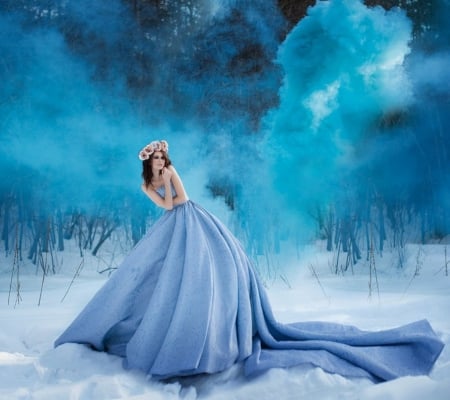 Blue Beauty - dress, beauty, winter, blue