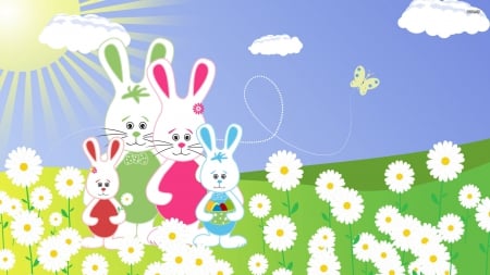 Cute Easter Bunny Family - easter, family, cute, bunny