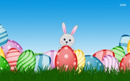 Easter Bunny With Eggs - eggs, easter, bunny, with