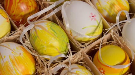 Easter Eggs - easter, yellow, wallpaper, eggs