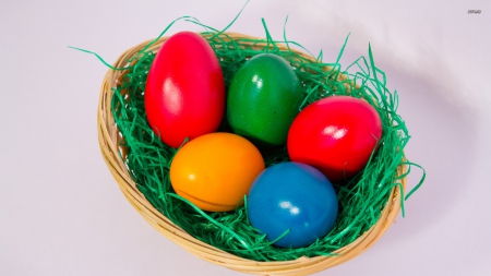 Colourful Easter Eggs - In, Eggs, A, Colourful, Easter, Basket