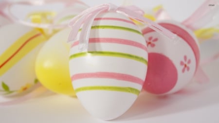 Easter Eggs - easter, stripes, pink, flowers, and, eggs