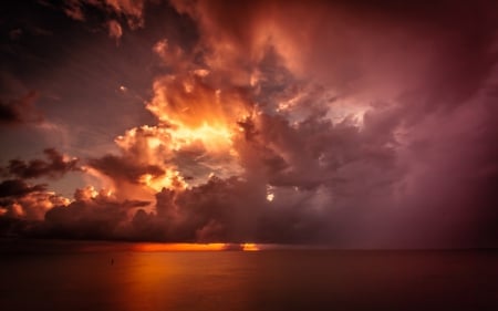 Sunset Sky - clouds, oceans, nature, sunsets, sun, sky