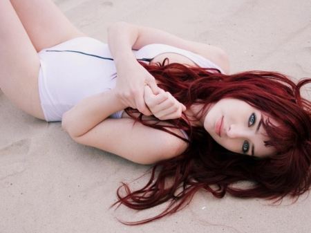 Susan Coffey - redhead, hot, lying, swimwear