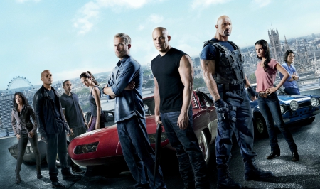 Fast and Furious 6 (2013) - vin diesel, woman, actress, dwayne johnson, people, girl, movie, jordana brewster, fast and furious 6, car, michelle rodriguez, action, actor, dwayne johnson 	dwayne johnson, paul walker