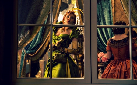 Cinderella (2015) - actress, cate blanchett, cinderella, window, fantasy, movie, woman, disney, green