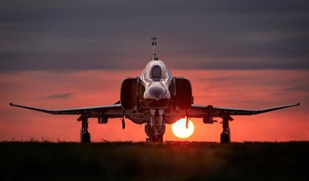 F-4 - aircraft, f-4, sunset, power